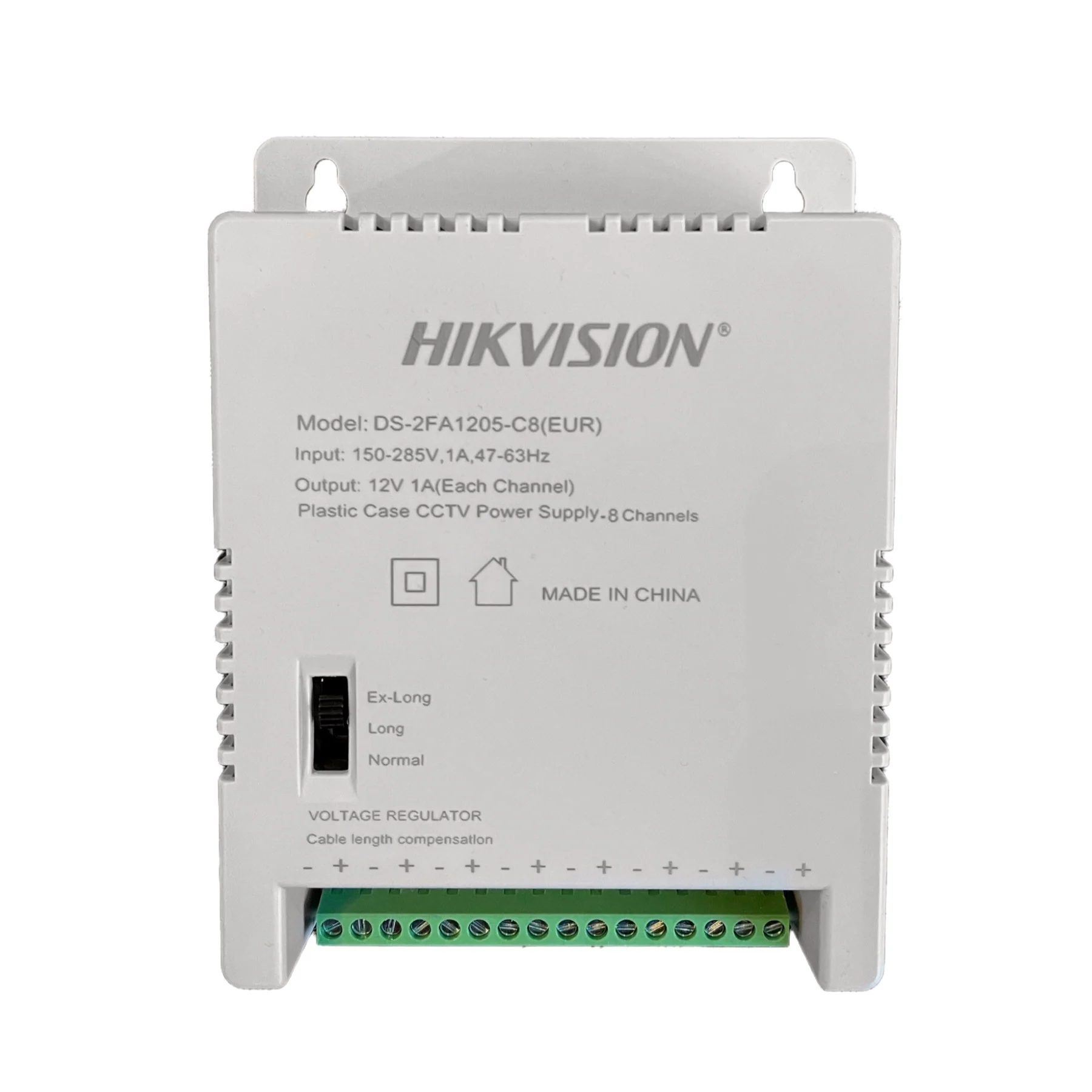 Hikvision 12 Volts 8 Channel CCTV Power Supply - DS-2FA1205-C8 (EUR) image 1