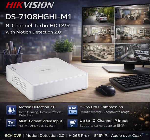 Hikvision 8 Channel DVR HD Turbo H.265 image 1